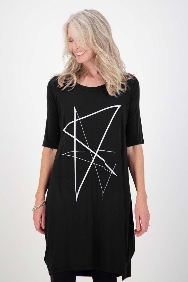 Lorde Dress (Black) Angles Print