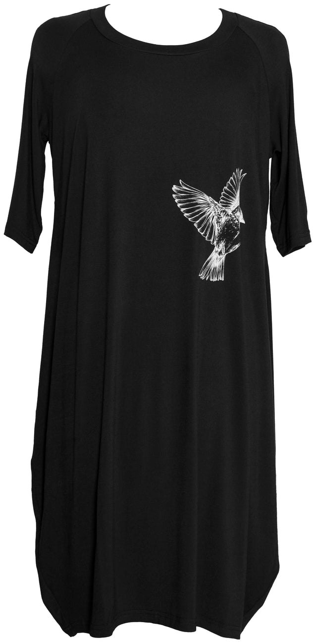 Lorde Dress (Black) Sparrow Print