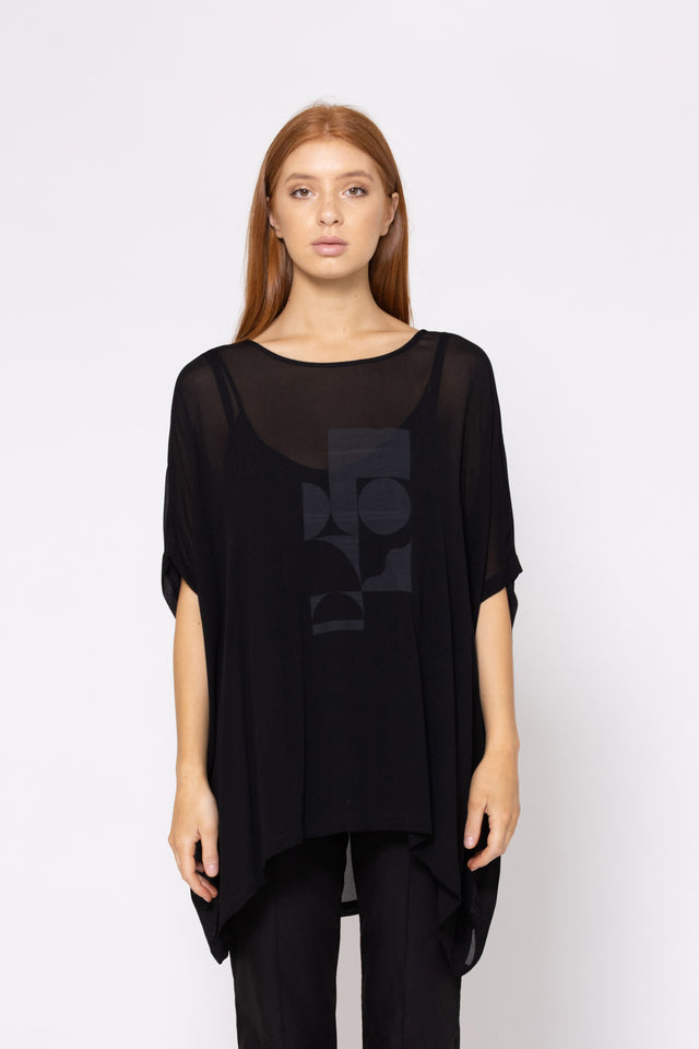 Loyalty Top (Scribble Print) Black