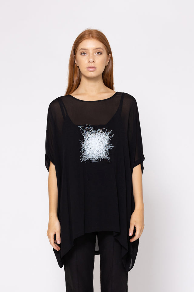 Loyalty Top (Scribble Print) Black